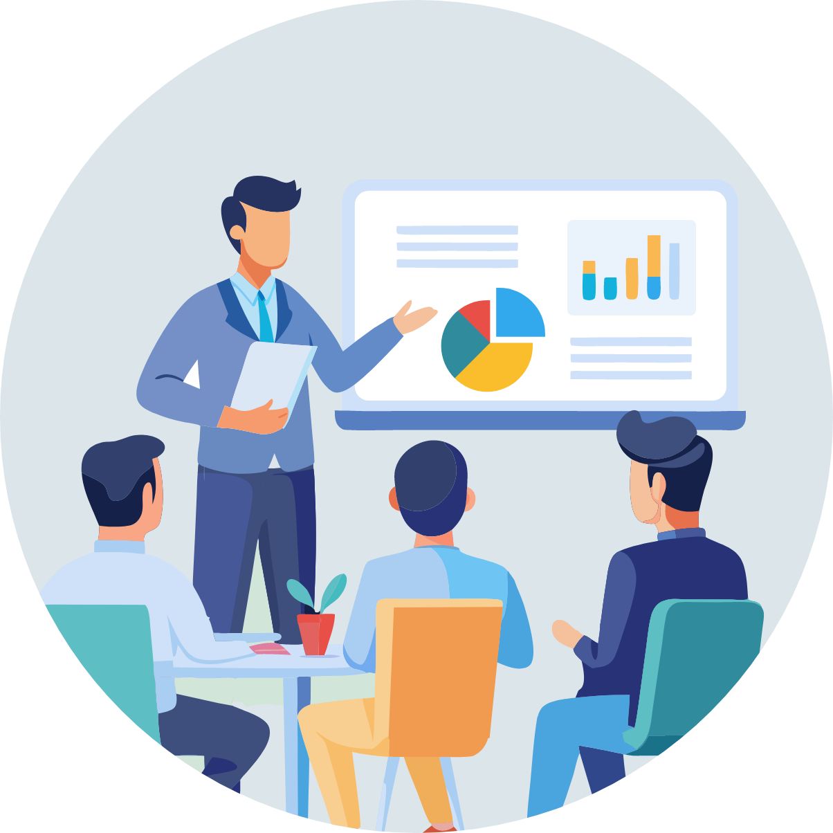 研修の様子のイラスト